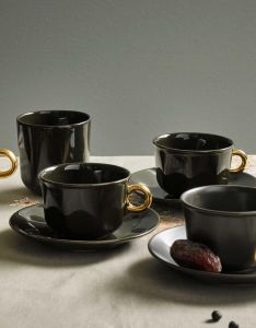 Essenza Sculpture Dark Green Coffee cup & saucer 22 cl