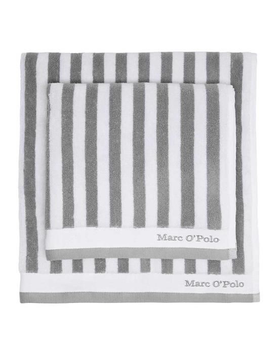 Marc O'Polo Classic Stripe Towel Grey/white 60 x 110 cm